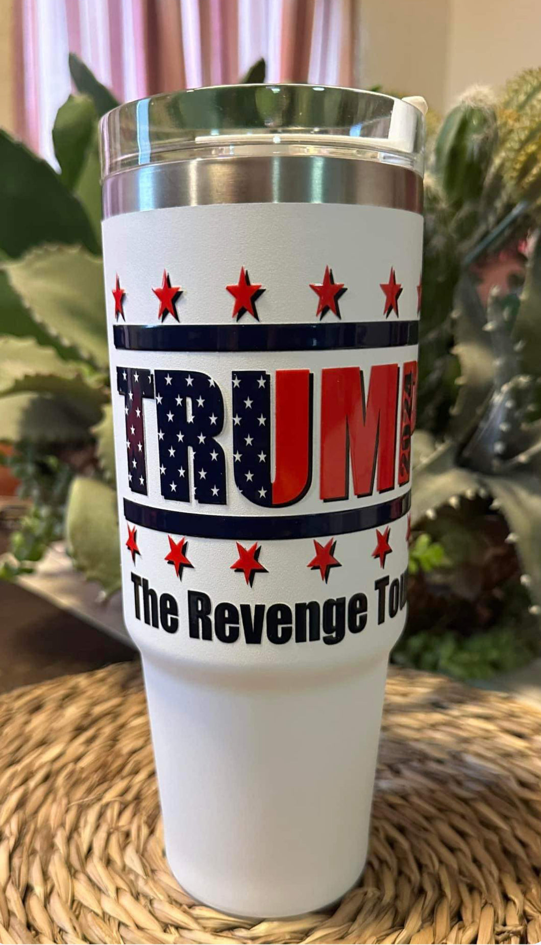 30 oz double wall insulated white Trump tumbler