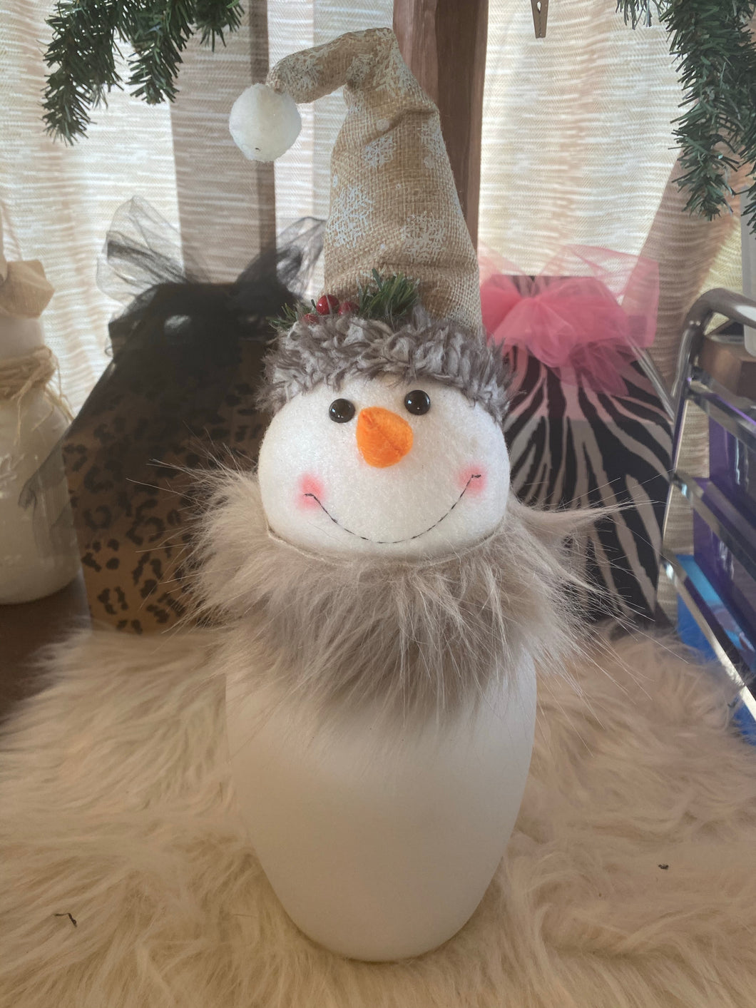 Christmas Snowman vase decor