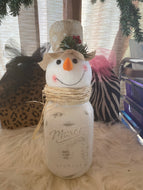 Christmas snowman Mason Jar decor